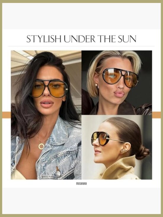 Oversized Aviator Sunglasses Retro Style UV400 Protection main image 7